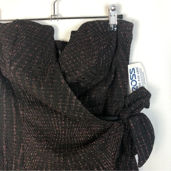 Trixxi Black Rainbow Glitter Drape Side Strapless Mini Dress M - Picture 3 of 4